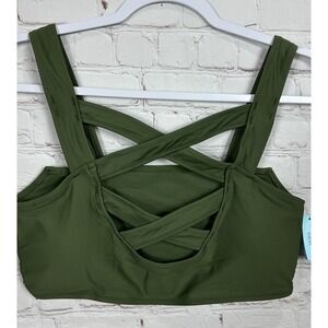 Cupsay green‎ swim bikini top padded, sz M, NWT